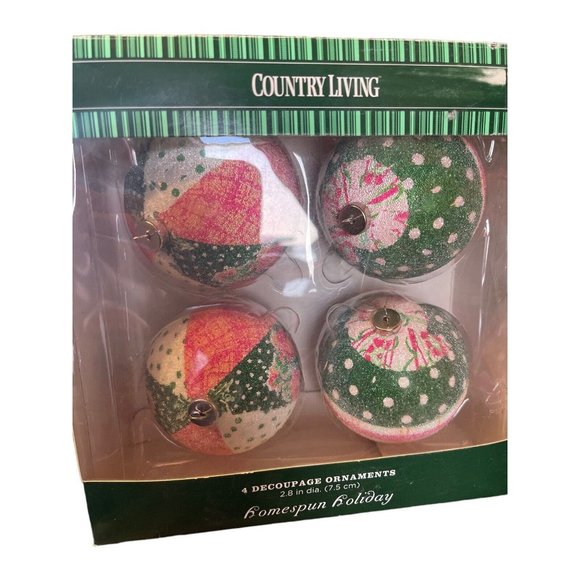 2 Country Living Homespun Holiday Christmas Ornaments Patchwork Style 2.8D - Picture 12 of 12